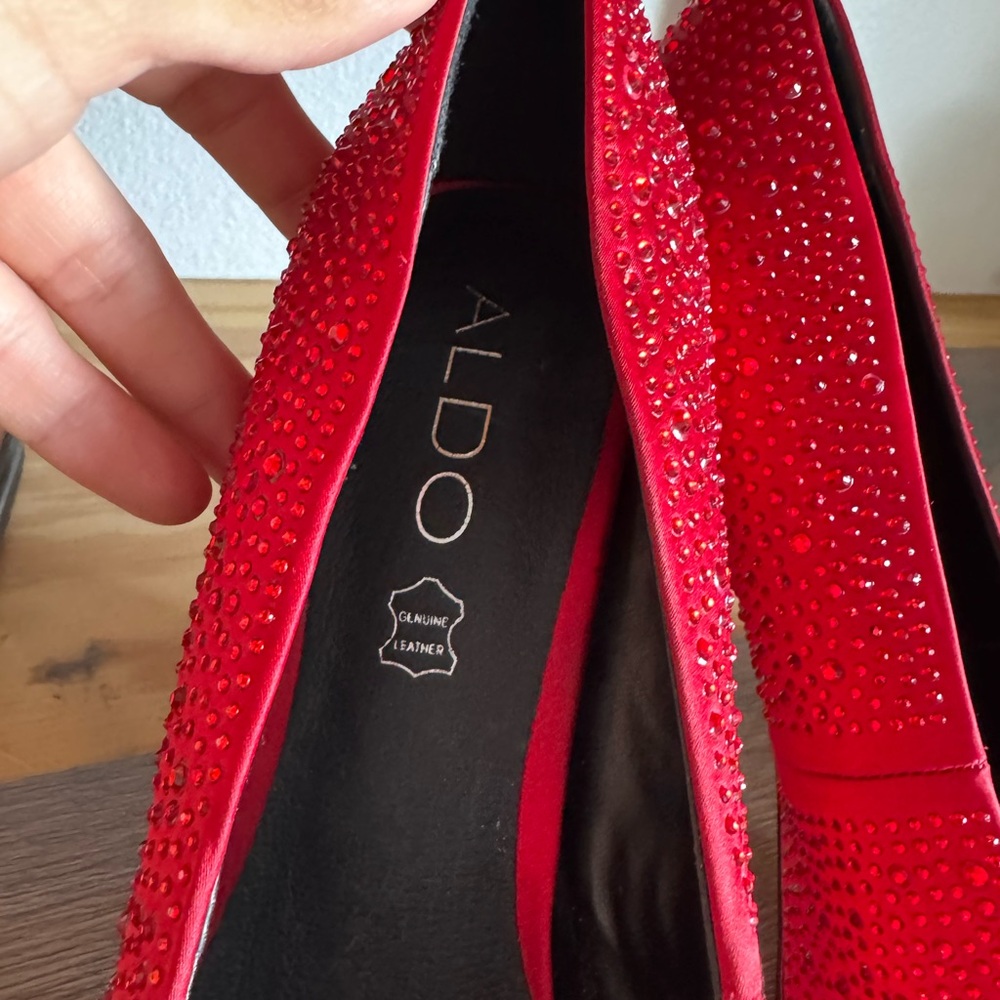 Aldo Red Rhinestone Women's Heels - Picture 4 of 4